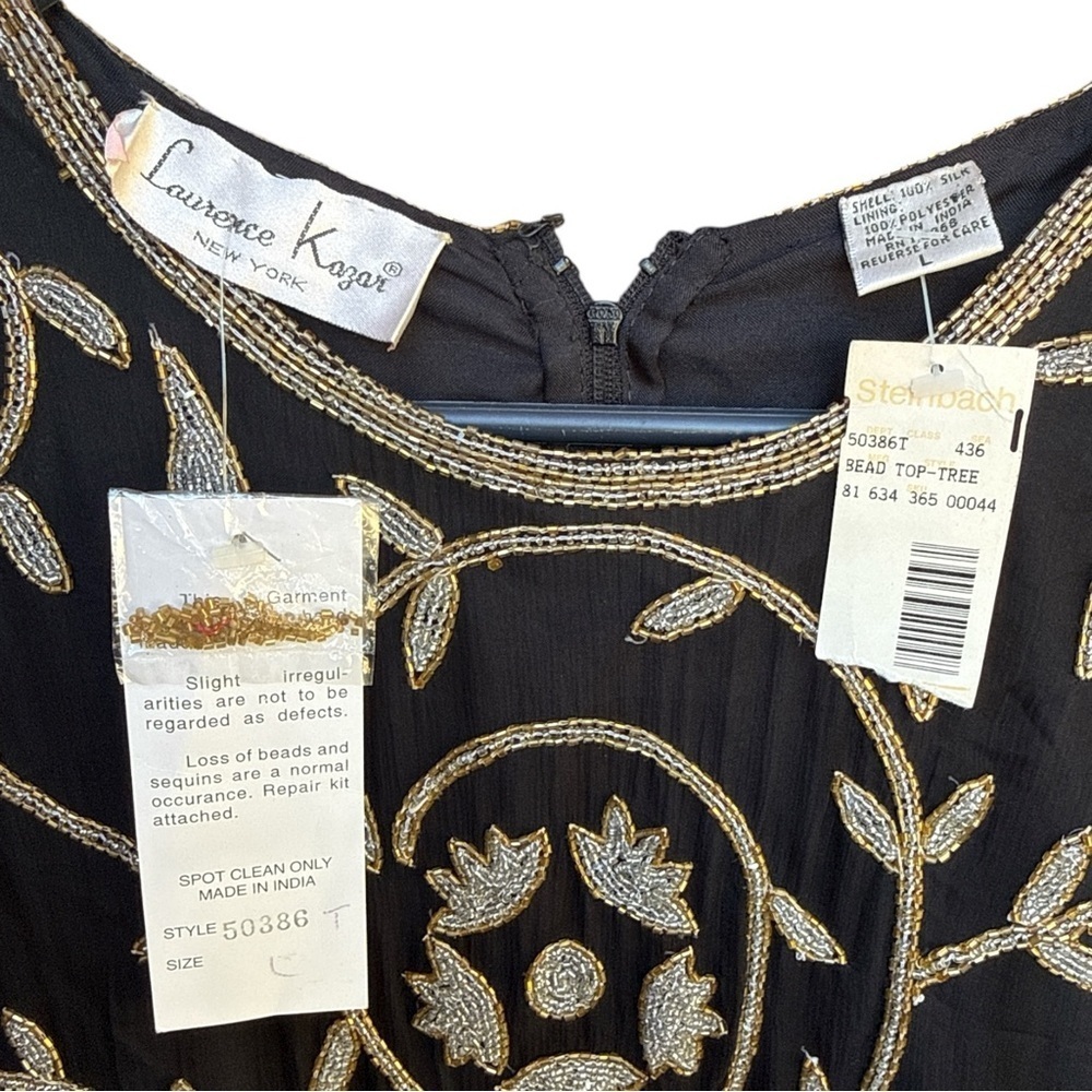 Laurence Kazar Elegant Black and Gold Beaded Top - Picture 5 of 7